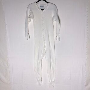 Vintage Windsor Wear White Waffle Knit Cotton Long Johns Thermal Underwear S